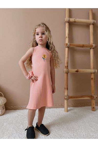 patriko tekstil Rochie pentru fetiță cu broderie cu margarete Fi̇ti̇llỉ Fabric Di̇z Alti Rochie cu bretele groase