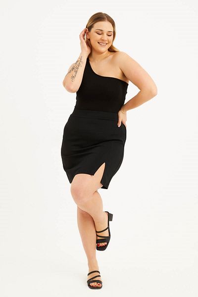 MYLİNE Fusta mini cu fanta cu talie elastica la spate