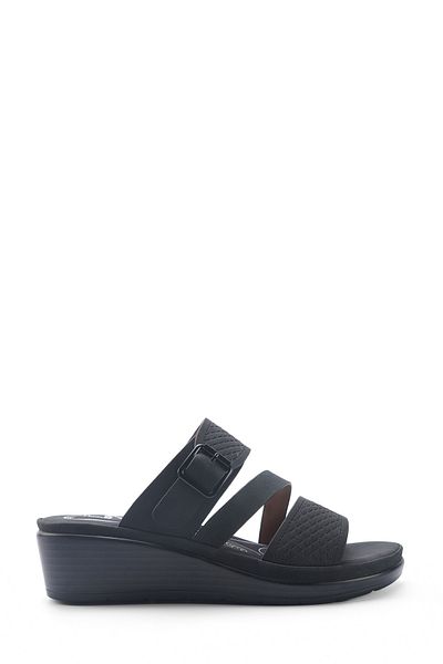 Polaris 5 Nokta 105511.Z5Fx Black Women's Wedge Heel Slippers