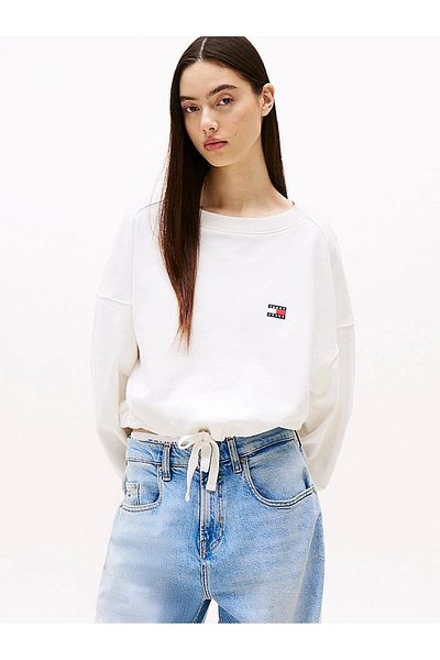 Tommy Jeans Női fehér szabású pulóver