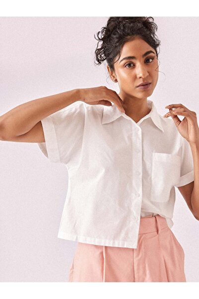 The Label Life White Cap Sleeved Boxy Shirt