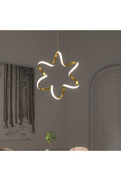 DEFNE AVİZE Yıldız Eskitme Tekli Sarkıt Led Beyaz Işık Ultra Ledli Salon Mutf...