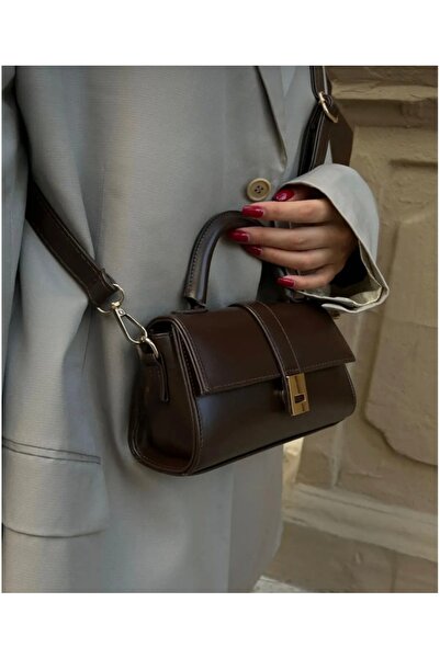 EZZY BLİSS Γυναικεία τσάντα Paula Model Μικρή Viral Τσαντάκι Χεριού και Ώμου - Σκούρο Καφέ