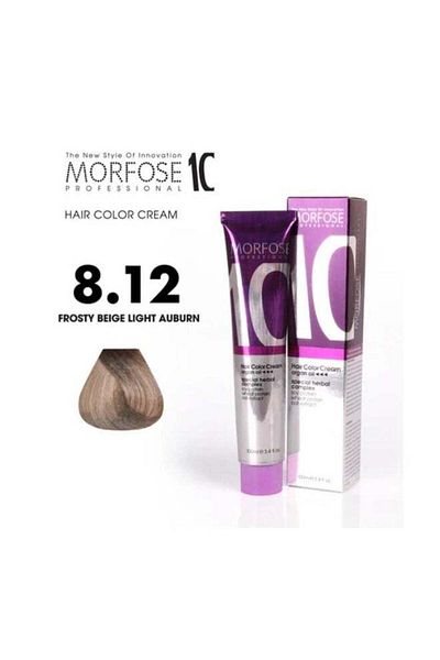 Morfose Morfose 10 Hair Color Cream with Argan Oil - 8.12 Light Ash Blonde Iridescent, 100ml