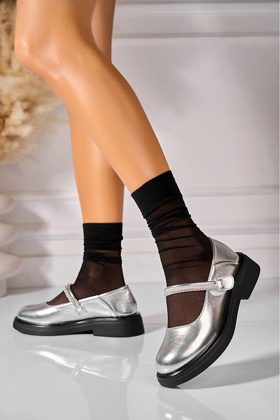 Joana Women's Casual Silver Shoes Made of Kenzey Ecological Leather