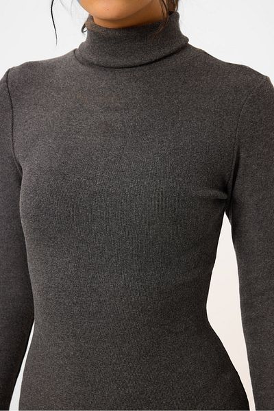 TOMMY LIFE Anthracite Melange Camisole Knitwear Slim Fit Γυναικείο φόρεμα με ζιβάγκο - 97117