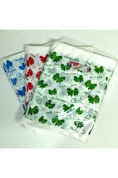 KENT Small Green Bow Printed Hand Bag 20 X 30 cm 100 Pcs