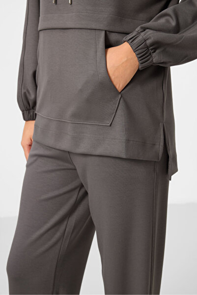 TOMMY LIFE Dark Gray Soft Textured Oversize Women's Veste-Tank Top (Tunic) Set