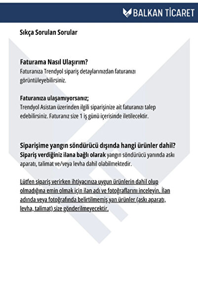Balkan Ticaret 1 kg yangın söndürme cihazı+İlkyardım seti+Askı aparatı