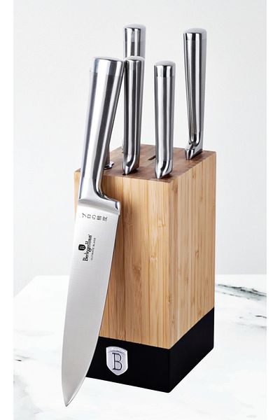 Berlinger Stainless steel knife set in wooden block 7 pcs