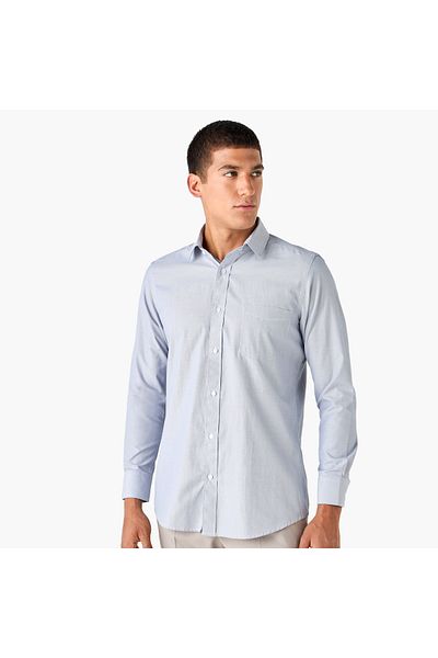 FAV Regular Fit Striped Shirt with Collar and Long Sleeves
