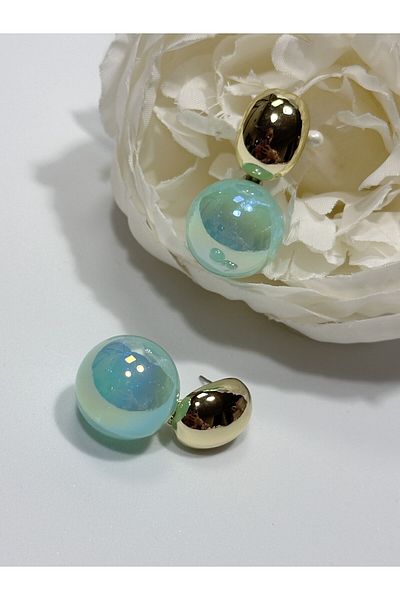 MFM STORE Gold Detail Silvery Earrings