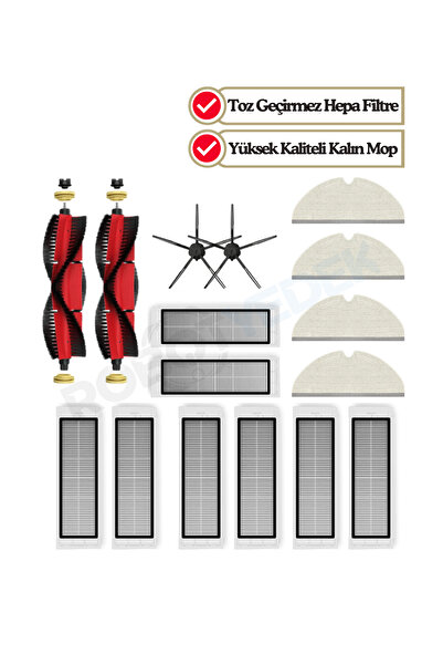 robotyedek Set de perii de schimb pentru mop cu filtru Hepa negru Roborock S5...