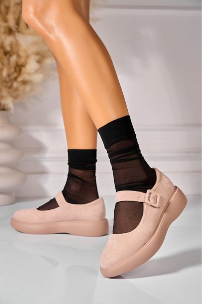 Joana Women's Casual Shoes Beige Made of Eco-Suede Leather Corissa2