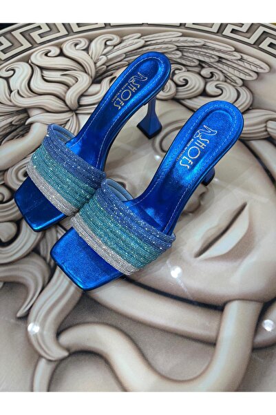 Zişan Shoes VULYA 9cm Taş Detaylı Topuklu Kadın Ayakkabı Terlik