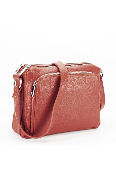 OEM Geanta crossbody din piele naturala B-8981 124 Caramiziu