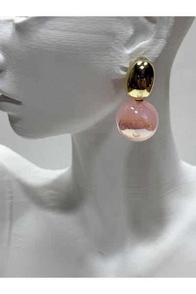 MFM STORE Gold Detail Silvery Earrings