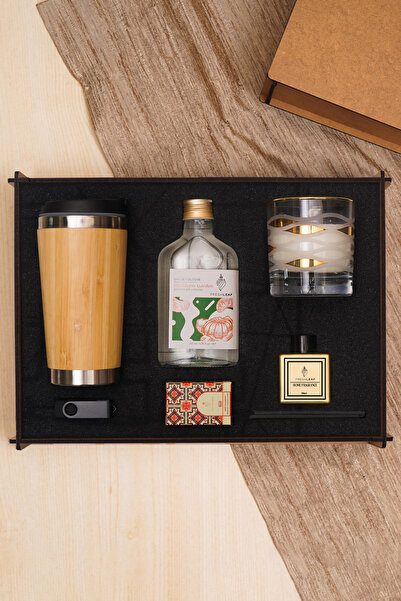 TrendHediye Premium Hediye Kutusu & Bambu Termos Bardak, Kolonya, Mum, Usb Be...