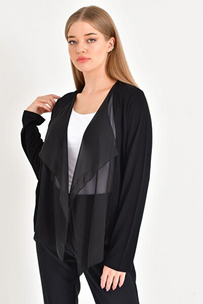 MYLİNE Cardigan din bumbac pieptănat cu volane din șifon pe față