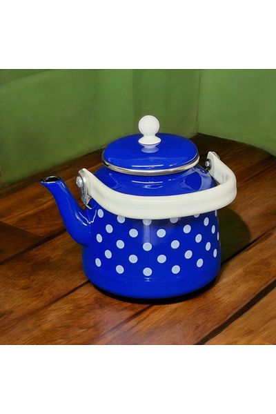 ALEV EMAYE Enamel Teapot Blue Polka Dot