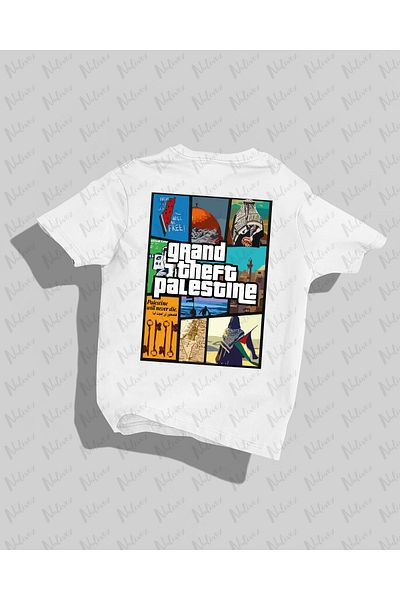Nulivez Μπλουζάκι Grand Theft Palestine με στάμπα υψηλής ποιότητας συμπαγές Unisex Oversize