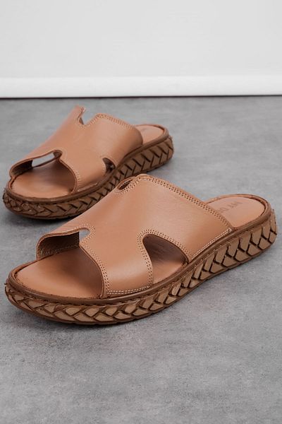 Lal Shoes & Bags Miloze Women's Genuine Leather Slippers-Tan