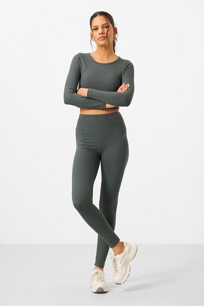 TOMMY LIFE High Waist Long Sleeve Slim Fit Women's Tights Set - Çağla 95286