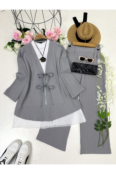 YEDİLALE Tie-Up Casual Jacket Pants Double Set [Excluding Underwear]
