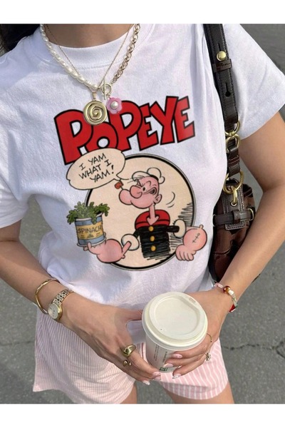 OVER HEAD Дамска тениска с принт на моряка Попай