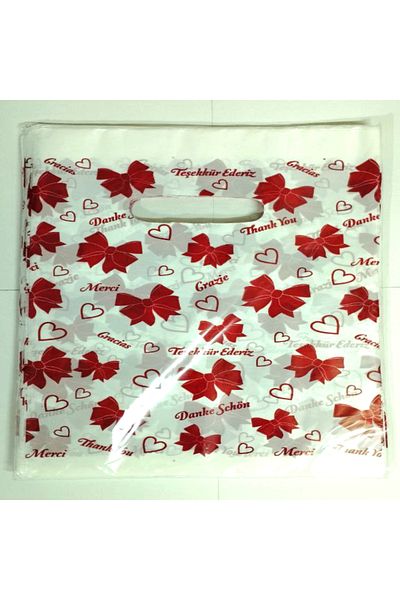 KENT Small Red Bow Printed Handbag 20 X 30 cm 100 Pcs
