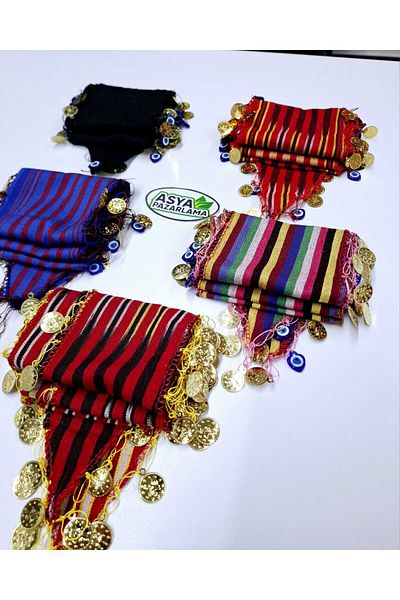 ASYA PAZARLAMA 5 Pieces of Black Sea Mixed Evil Eye Beads, Lira Keşan, Scarf, Shawl, Scarf, Hair Band, Bandana, Pus