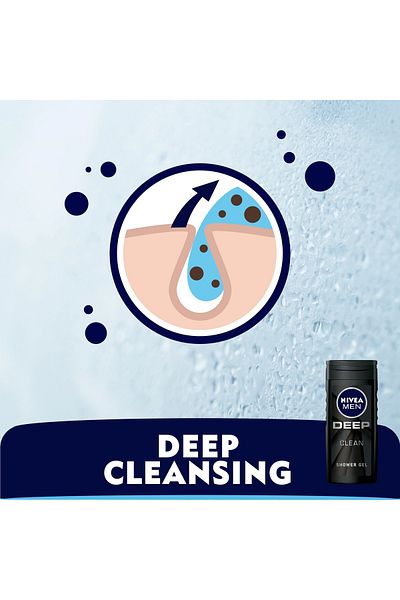 NIVEA Men Deep Clean Shower Gel Value Pack 2 x 250ml Refreshing, Clean Skin, Best Value