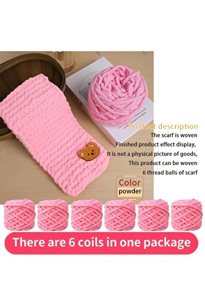 Choice 03 6 كرات خيط + 1 دمية دب مجوهرات هدية يدوية الصنع وشاح منسوج خيط DIY خيط مخطط ثلجي سميك