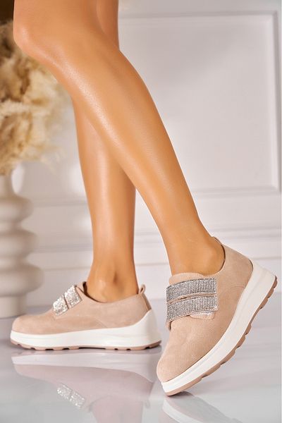Joana Women's casual shoes Beige made of ecological suede leather Alaia2