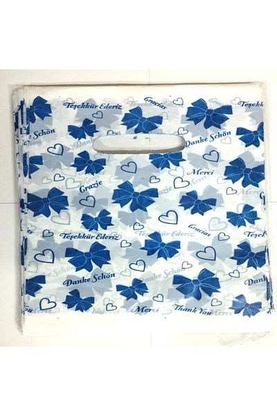 KENT Small Blue Bow Printed Hand Bag 20 X 30 cm 100 Pcs