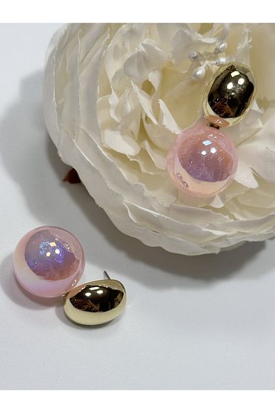 MFM STORE Gold Detail Silvery Earrings