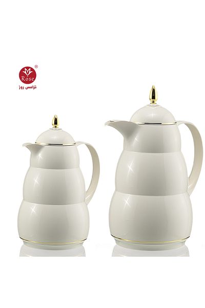 Rose RS-2222- Tea and coffee thermos set consisting of 2 thermoses, one liter and one half liter, white