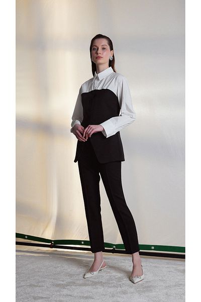 yakestore Cămașă de culoare contrastantă cu garnitură din popelin