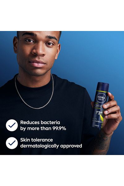 NIVEA Men Deep Extreme 72H Antiperspirant Spray 2 x 150 ml | Long-Lasting Freshness