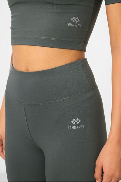 TOMMY LIFE High Waist Cagla Capri-Crop T-Shirt and Slim Fit Women's Leggings Set - 95285