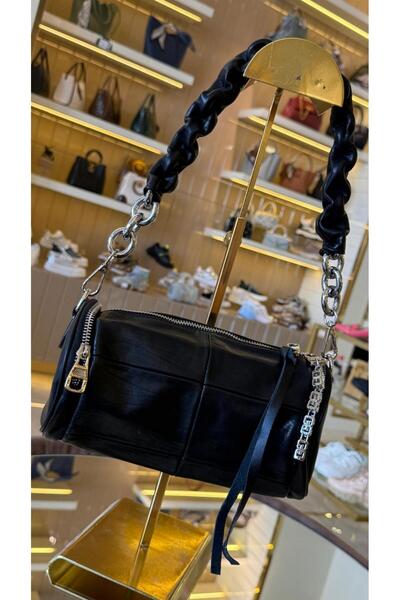 KRISTE BELL İthal Yumuşak Deri Silindir Model İki Boy Askılı Kadın Çanta Siyah