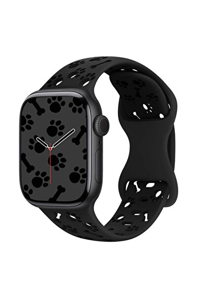 UnDePlus Apple Watch 10/11 42Mm-38/40/41Mm Band Embossed Gonca Cherry Silicone Band 2/3/4/5/6/Se/7/8/9