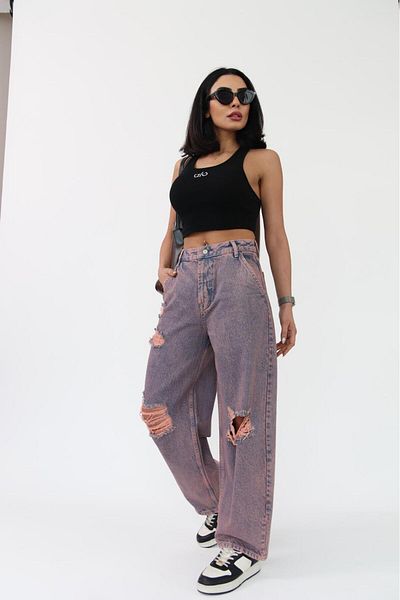 Zeo Basic JEAN SKATER FIT ROȘU RUPIT