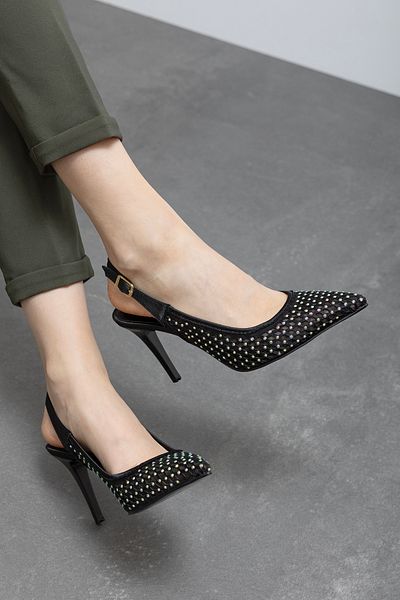 wolk shoes Mesh Stone Women's High Heels Stiletto