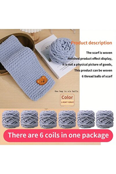 Choice 21 6 كرات خيط + 1 دمية دب مجوهرات هدية مصنوعة يدويًا وشاح منسوج خيط DIY خطوط جليدية خيط سميك