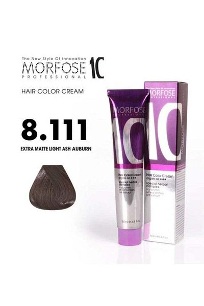 Morfose Morfose 10 Hair Color Cream Argan Oil Blend - 8.111 Extra Matte Light Ash Blonde, 100ml