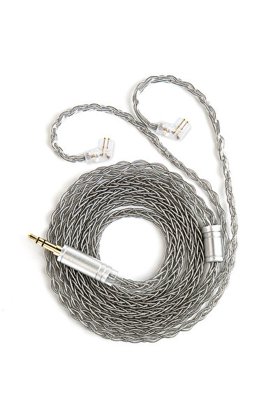 Choice1 كابل سماعة KBEAR ST12plus رمادي 2 متر 2 سنون-C 3.5، كابل مطور مطلي بالفضة 4N OFC، 2 متر، 8 أنوية، 3.5/