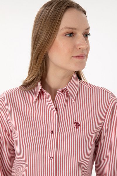 U.S. Polo Assn. Women's Cherry Striped Long Sleeve Shirt 50306407 -Vr223