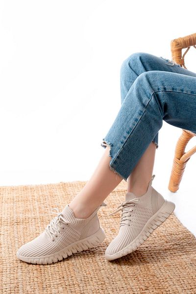 Aymood DM-501 Pantofi sport casual cu talpă Failon cu șireturi bej