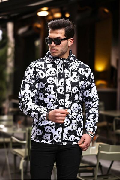 Sanalbolluk Digital Printed Panda Patterned Sports Model Fabric Coat